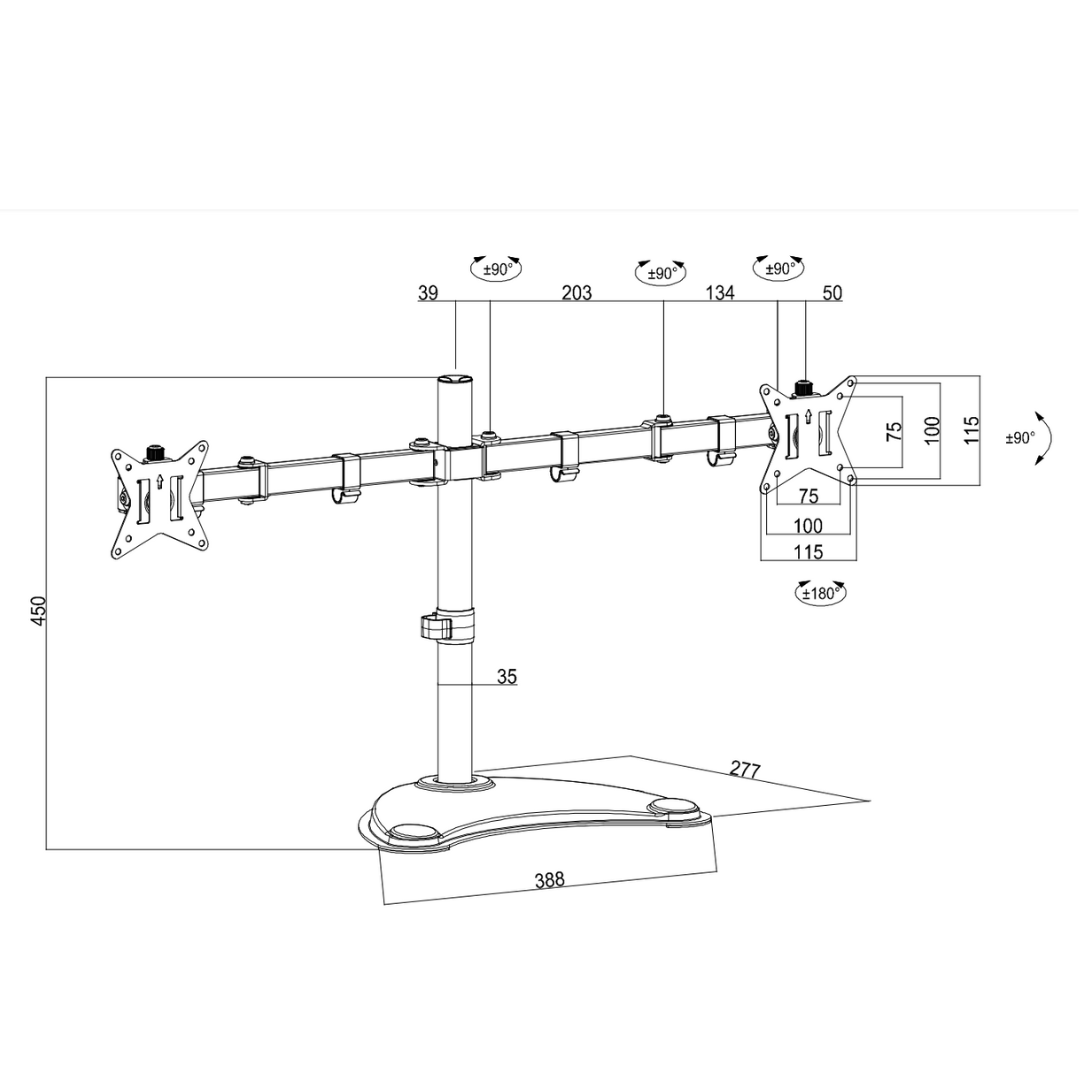 Dual Monitor Bracket (Single Pole Stand) - SS02-42B